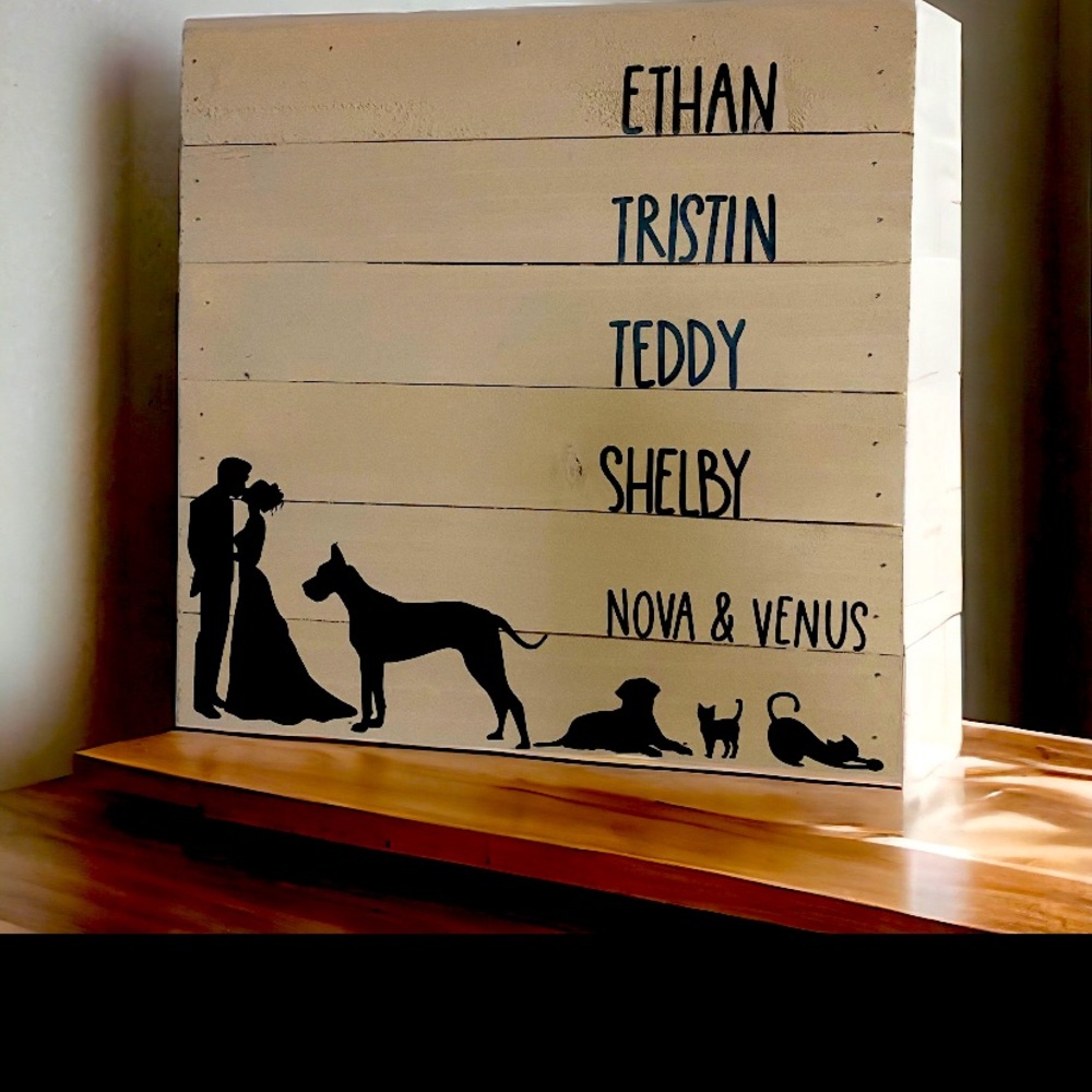 Custom Family Pet Shadow Wall Art Sign